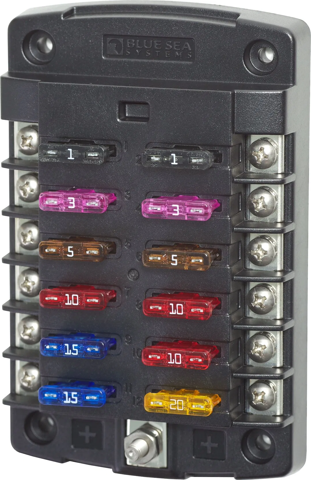 5034-BSS – BLUE SEA Fuse Block, 32 Volts DC 100 Amps Per Block/ 30 Amps Per Circuit Uses ATO/ ATC Blade Style Fuse Wi...